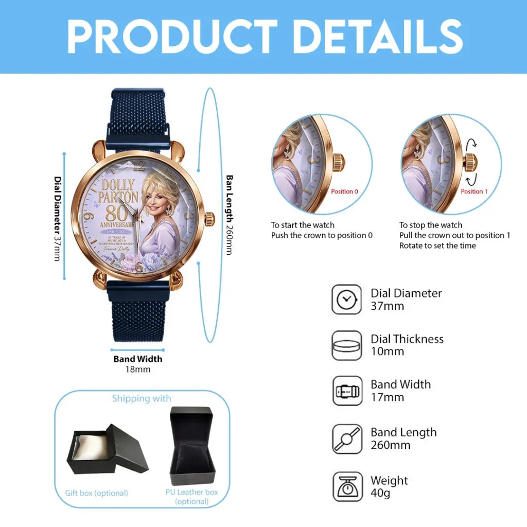 Dolly Parton Mesh Strap Quartz Watch - TMTHU8881