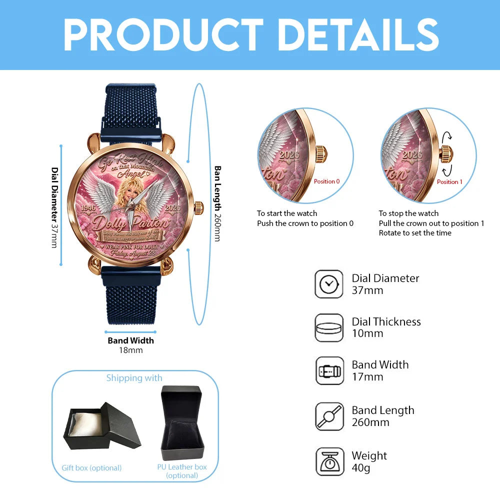 Dolly Parton Mesh Strap Quartz Watch - TMTHU9001