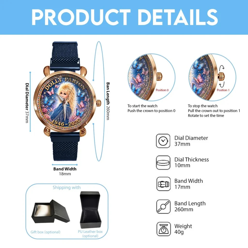 Dolly Parton Mesh Strap Quartz Watch - HOATT20759