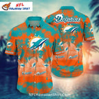 Miami Dolphins Hawaiian Shirt – Bold Artistic Aqua and Orange Color Swirls