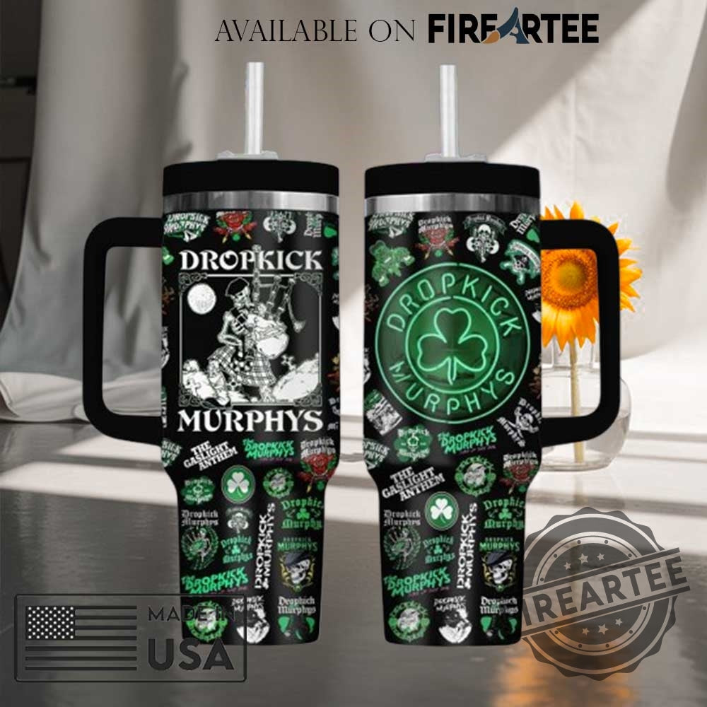 Dropkick Murphys Clover Skeleton Design Travel Mug Stanley Style Tumbler