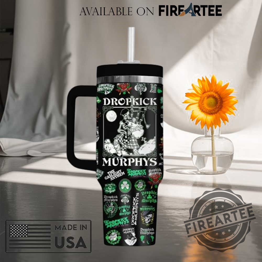 Dropkick Murphys Clover Skeleton Design Travel Mug Stanley Style Tumbler