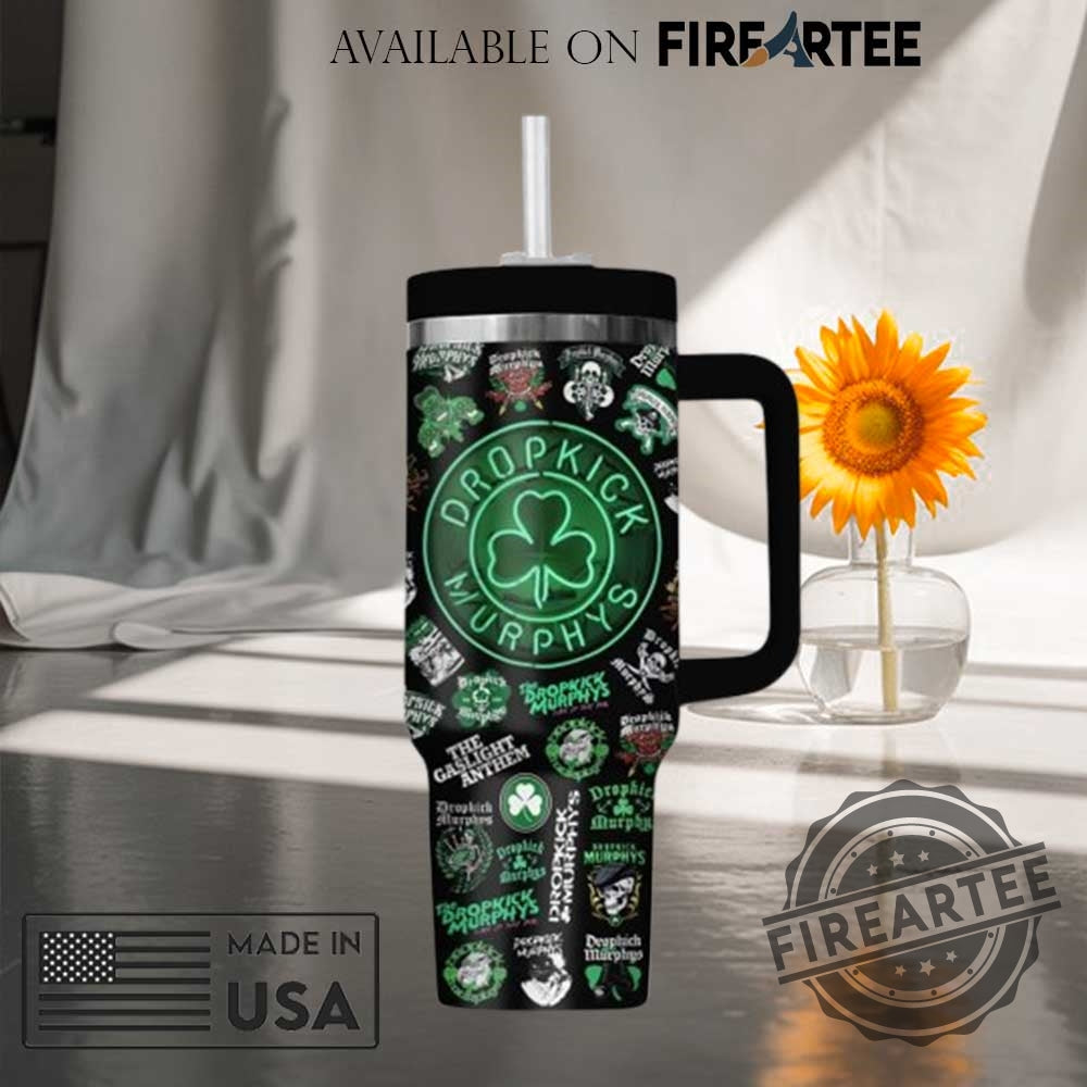 Dropkick Murphys Clover Skeleton Design Travel Mug Stanley Style Tumbler