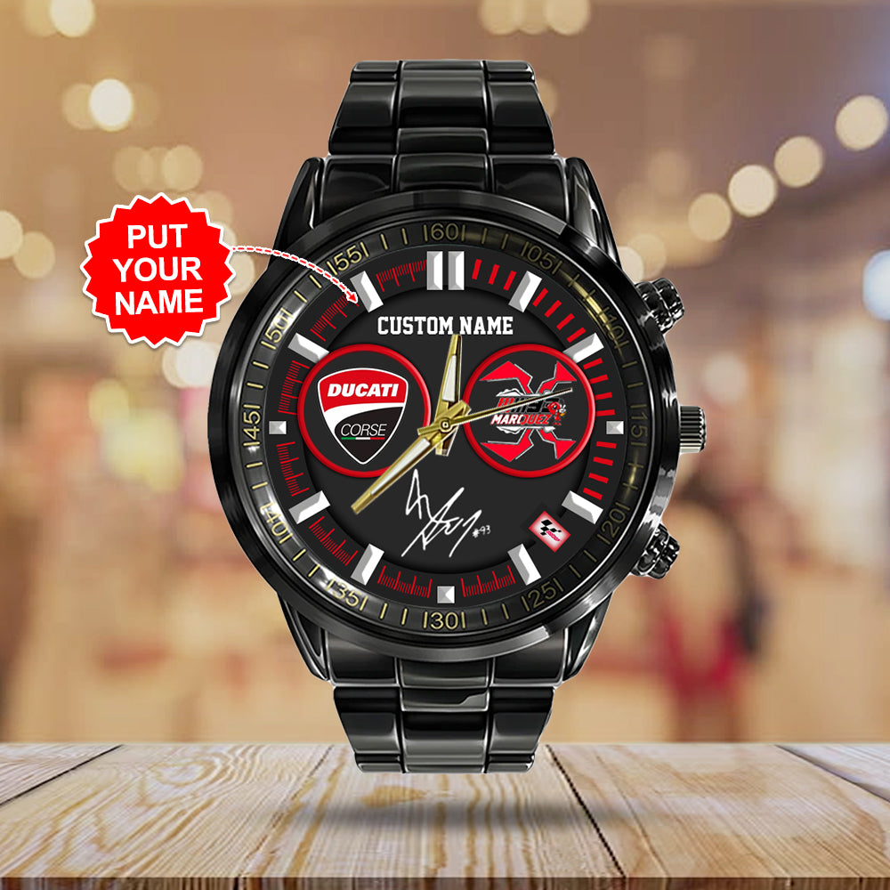 Personalized Ducati Lenovo Team x Marc Márquez  Black Stainless Steel Watch - TANTN 11479