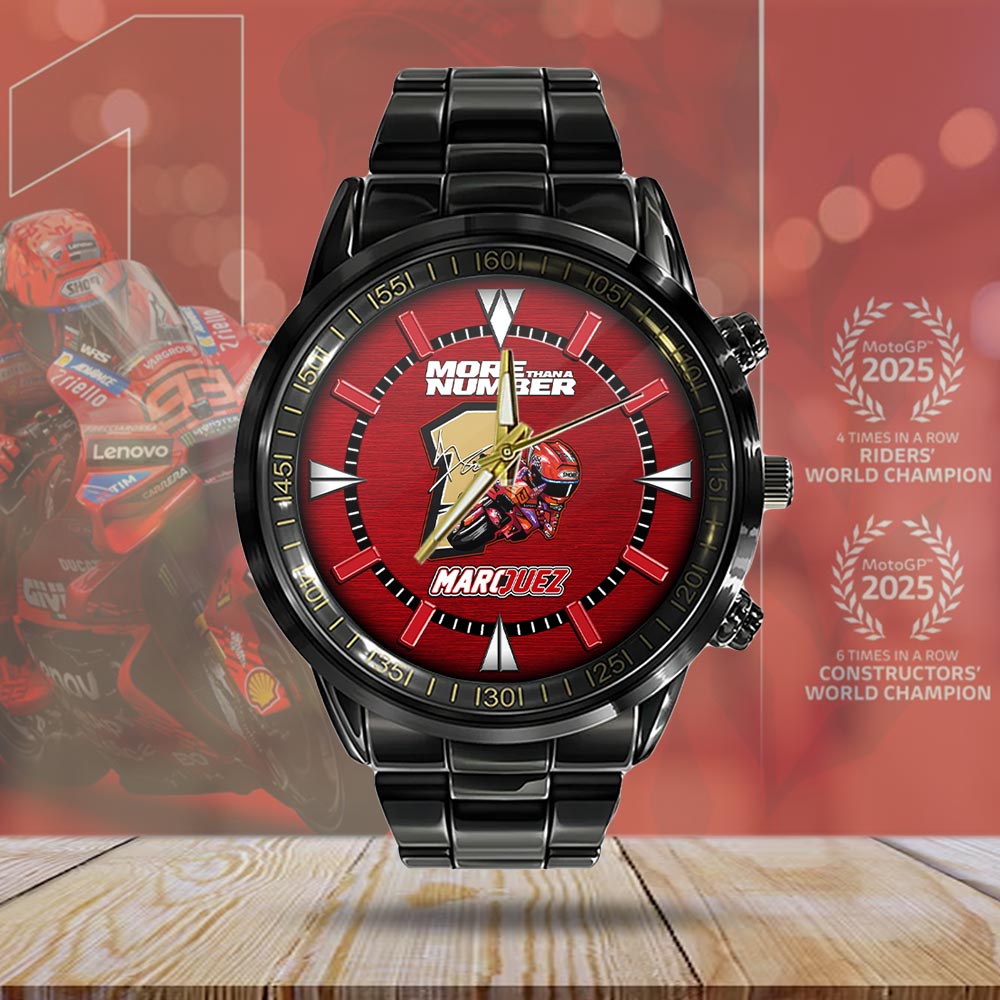 Ducati Lenovo Team x Marc Márquez 2025 World Champion Black Stainless Steel Watch - HOATT13597