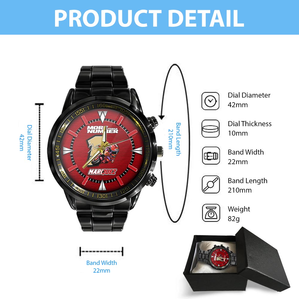 Ducati Lenovo Team x Marc Márquez 2025 World Champion Black Stainless Steel Watch - HOATT13597