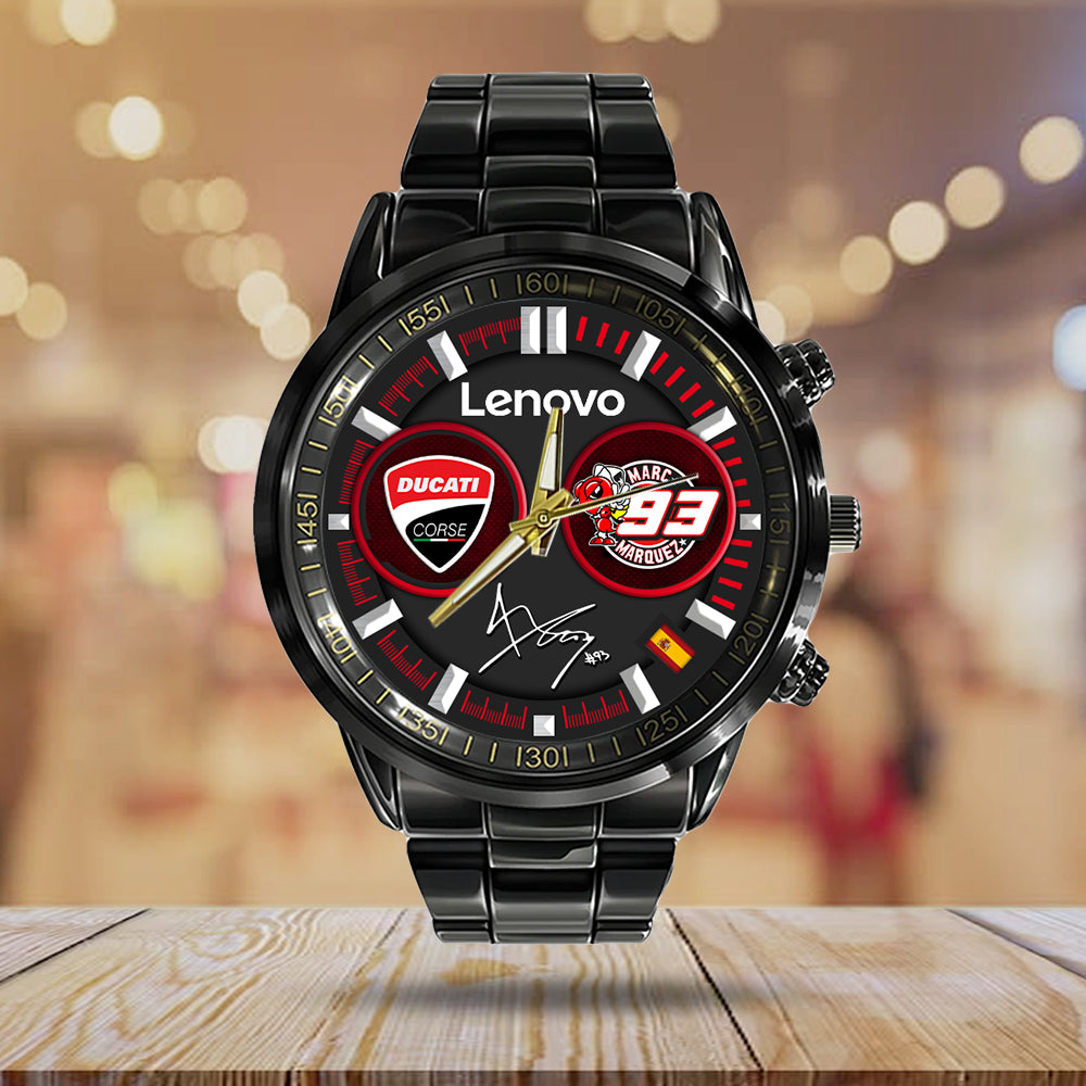 Ducati Lenovo Team x Marc Márquez Black Stainless Steel Watch - HOATT 9341