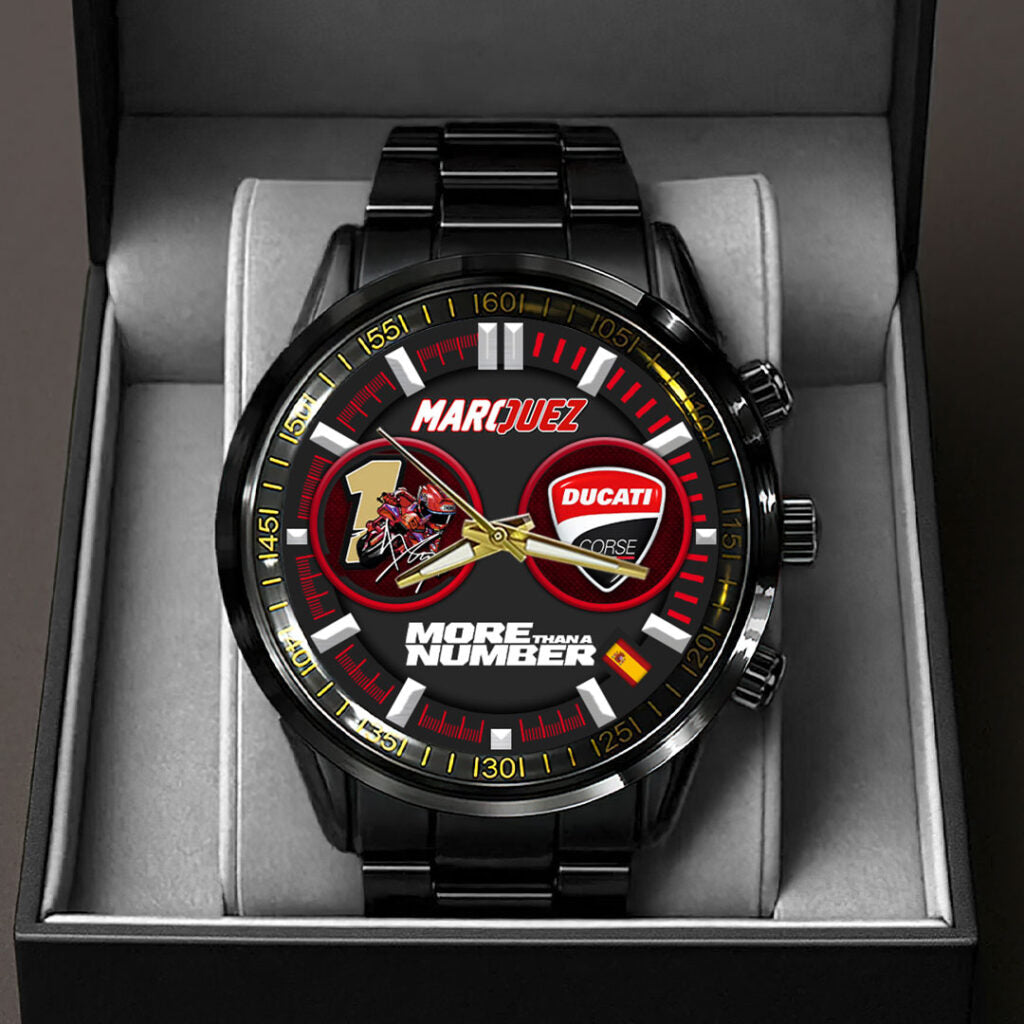 Ducati Lenovo Team x Marc Márquez 2025 World Champion Black Stainless Steel Watch - HOATT13653