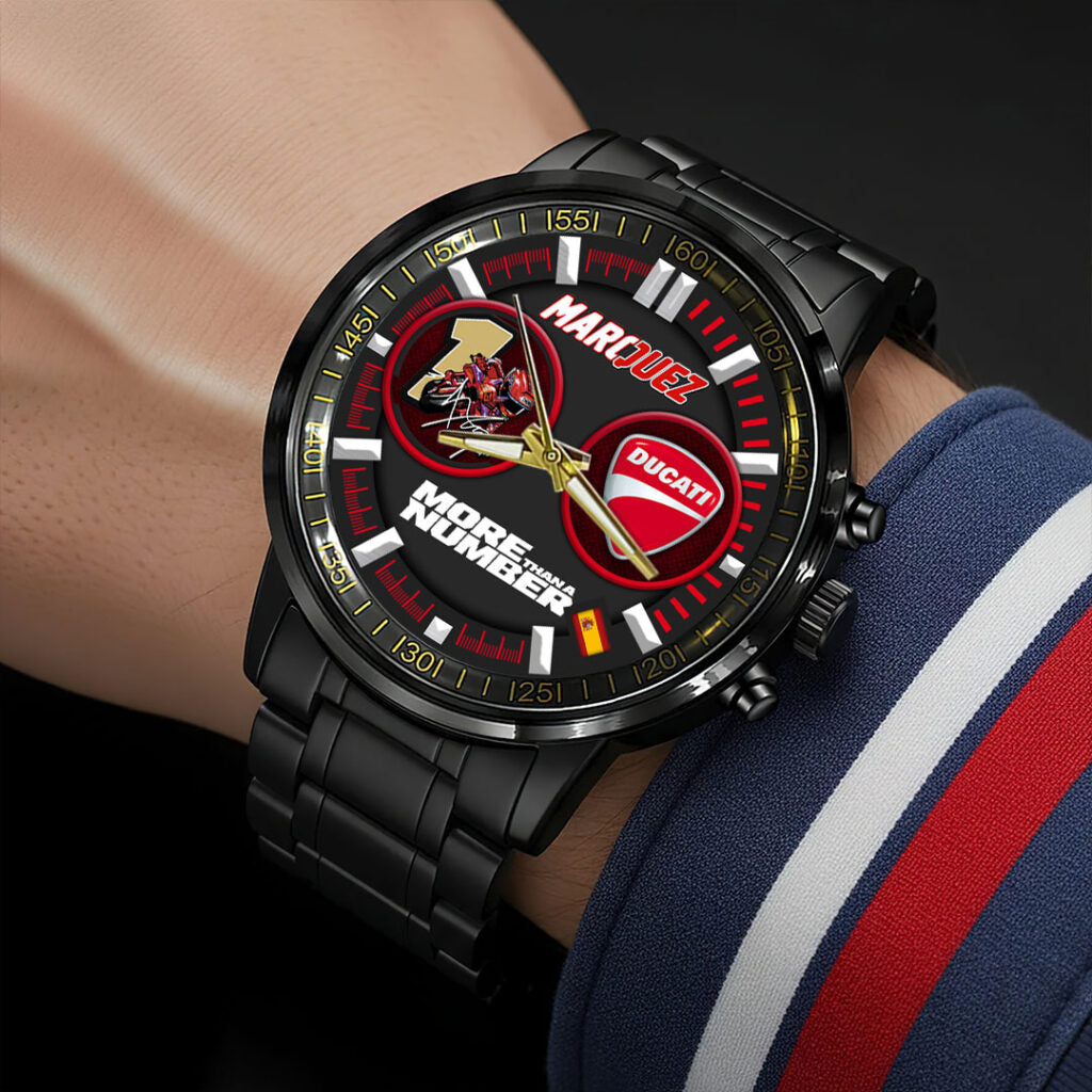 Ducati Lenovo Team x Marc Márquez 2025 World Champion Black Stainless Steel Watch - HOATT13653
