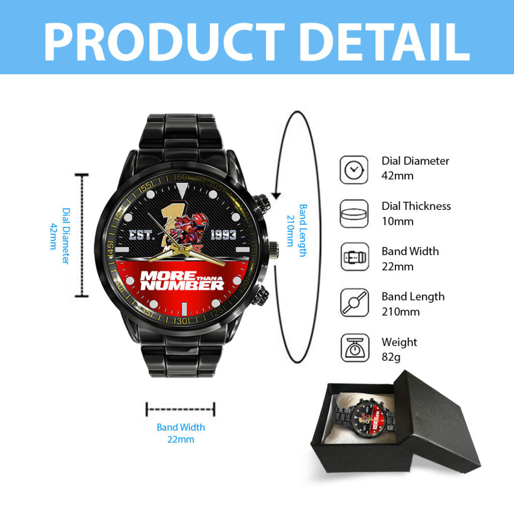 Ducati Lenovo Team x Marc Márquez 2025 World Champion Black Stainless Steel Watch - HOATT13654