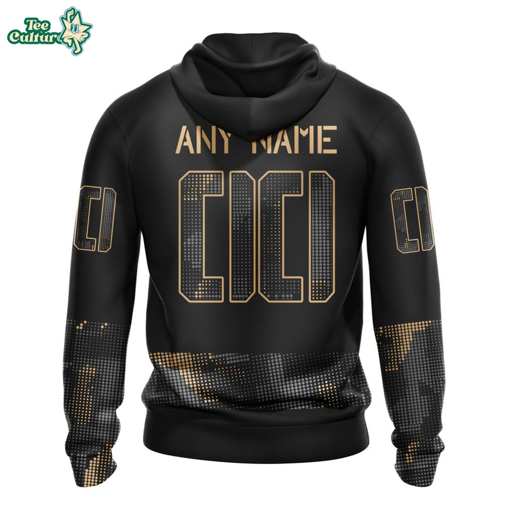 ECHL Trenton Ironhawks Personalized Camo Military Appreciation Hoodie