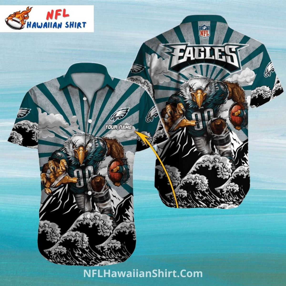 Eagles Hawaiian Shirt Rising Sun And Mountain Football