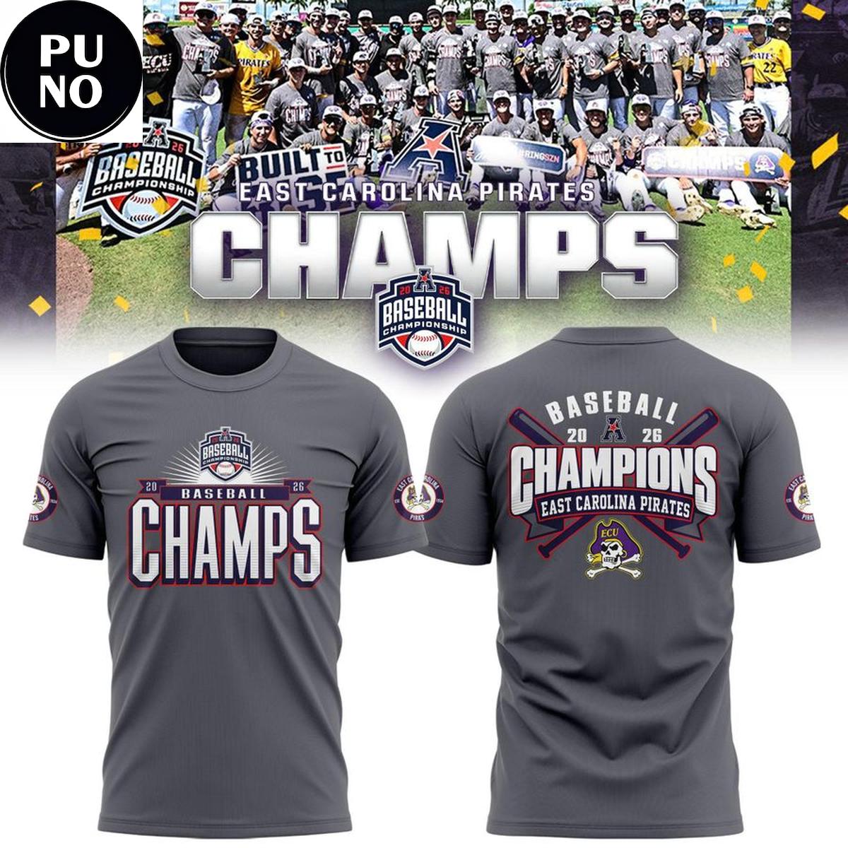 East Carolina Pirates 2026 American Baseball Champions Hoodie T-Shirt