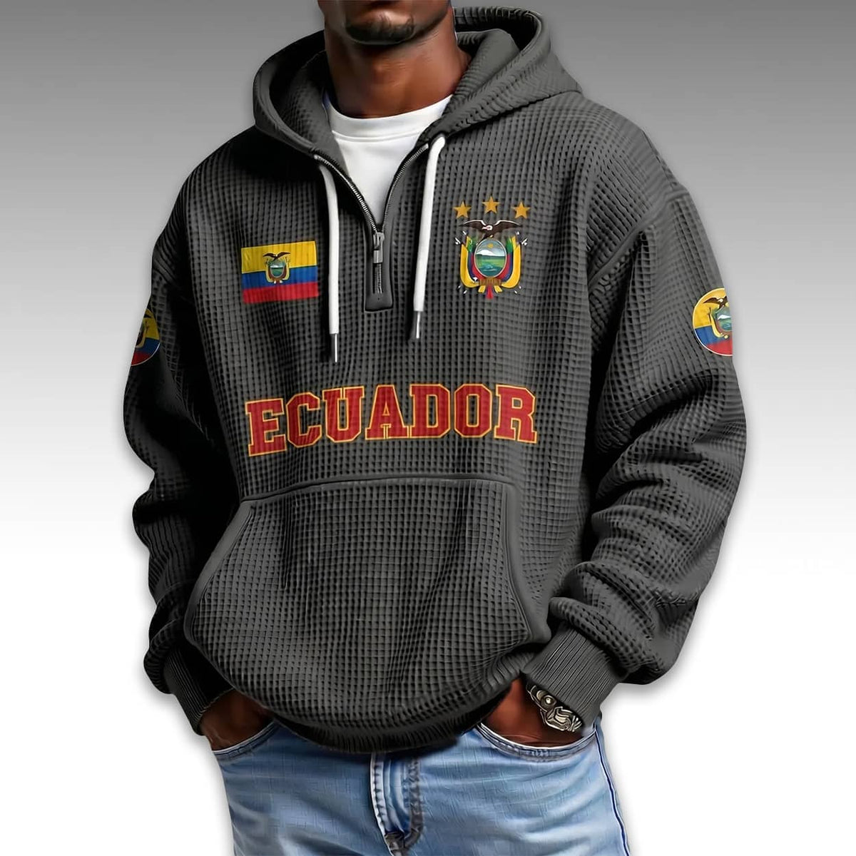 Ecuador World Cup 2026 Waffle Quarter Zip Hoodie
