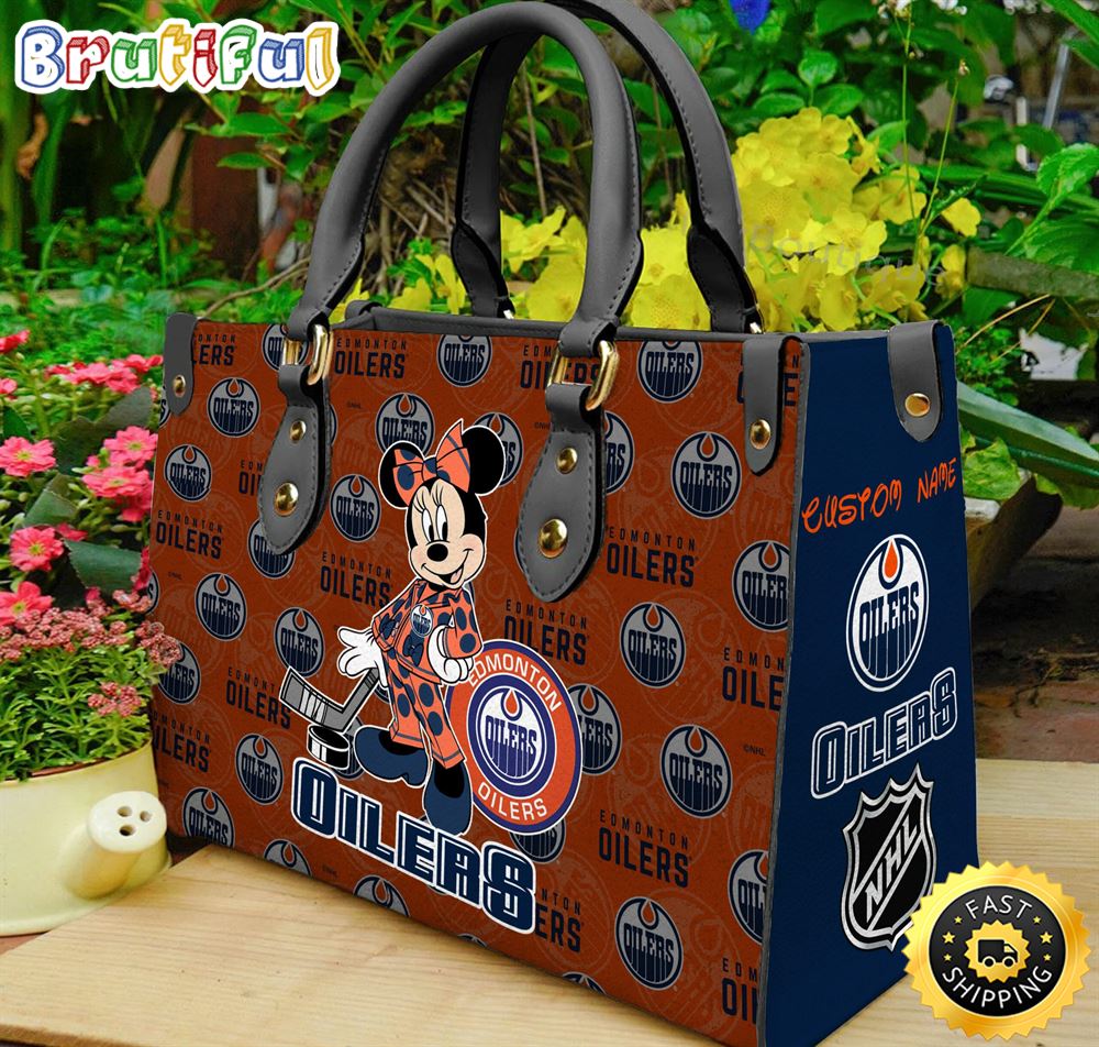 Edmonton Oilers NHL Minnie Women Leather Hand Bag