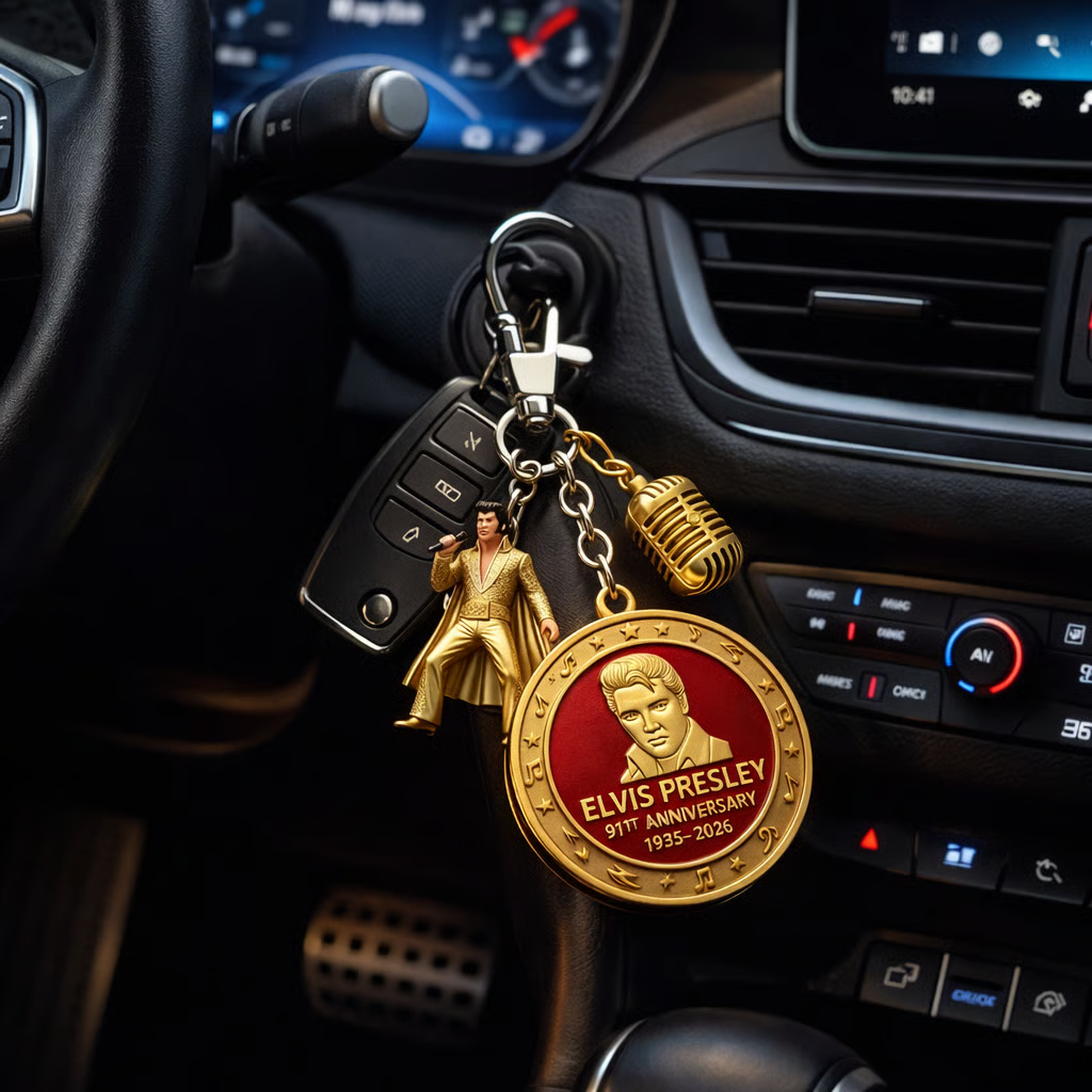Elvis Presley 91st Anniversary Keychain
