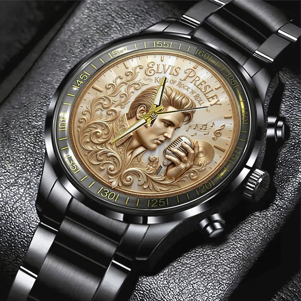 Elvis Presley Black Stainless Steel Watch - TMTHU7187