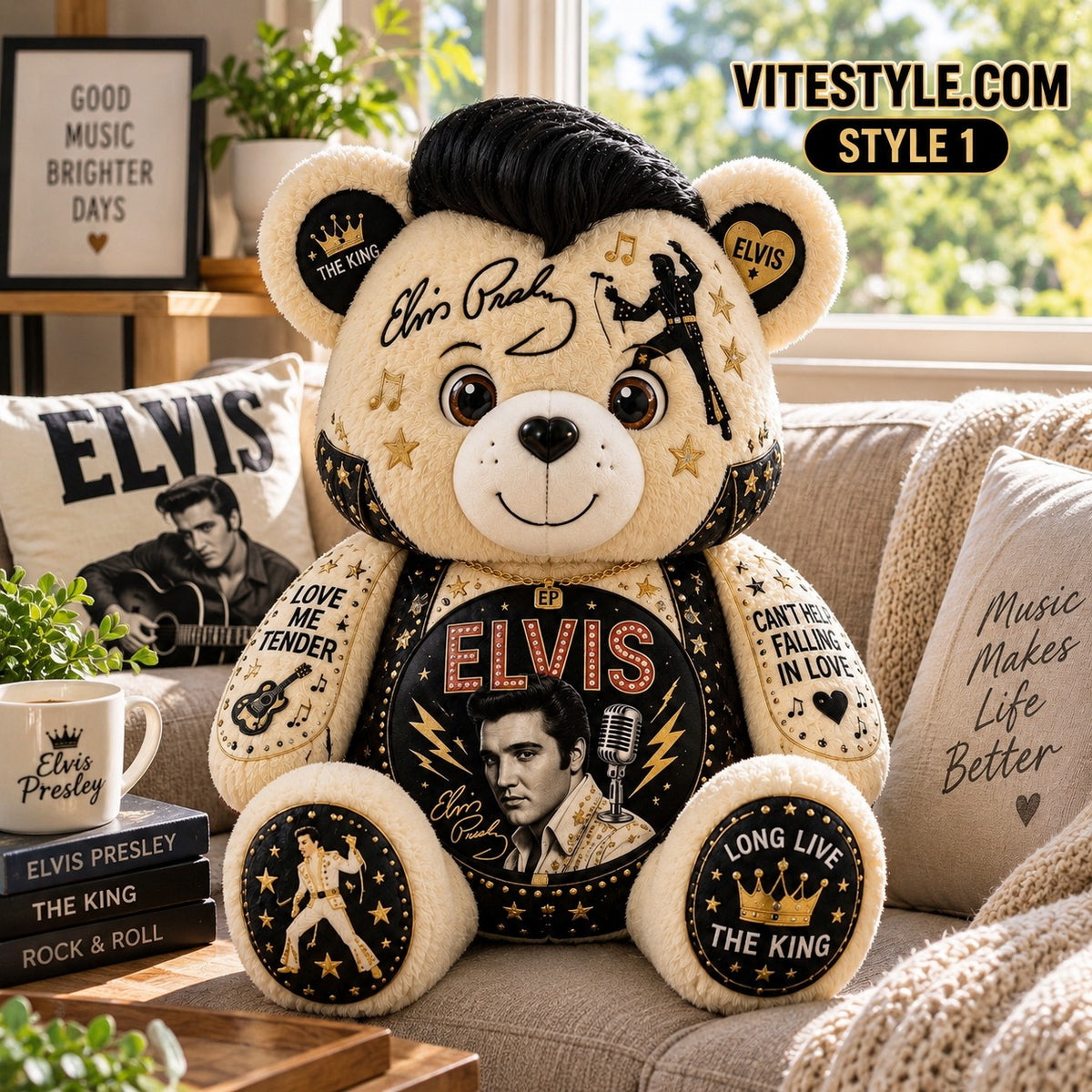 Elvis Presley Bear Shaped Pillow