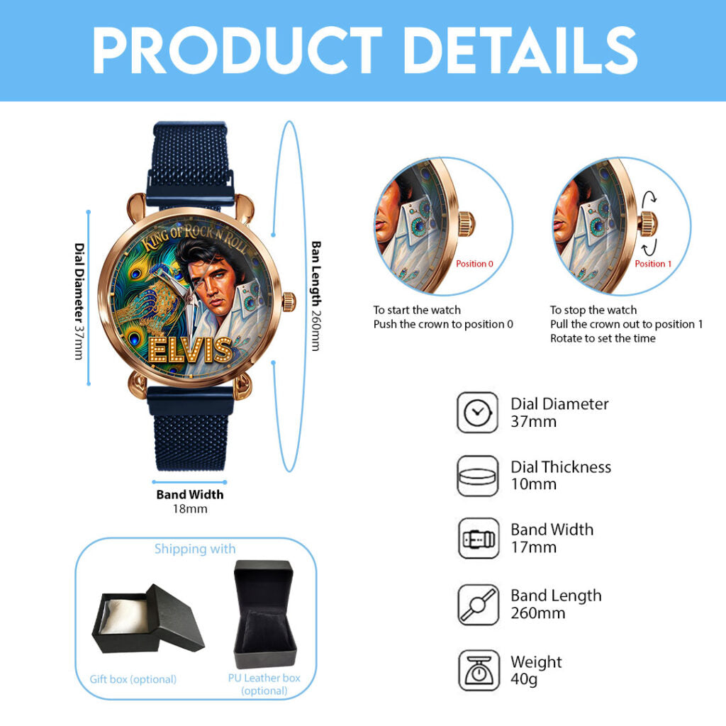 Elvis Presley Mesh Strap Quartz Watch - TMTHU8120