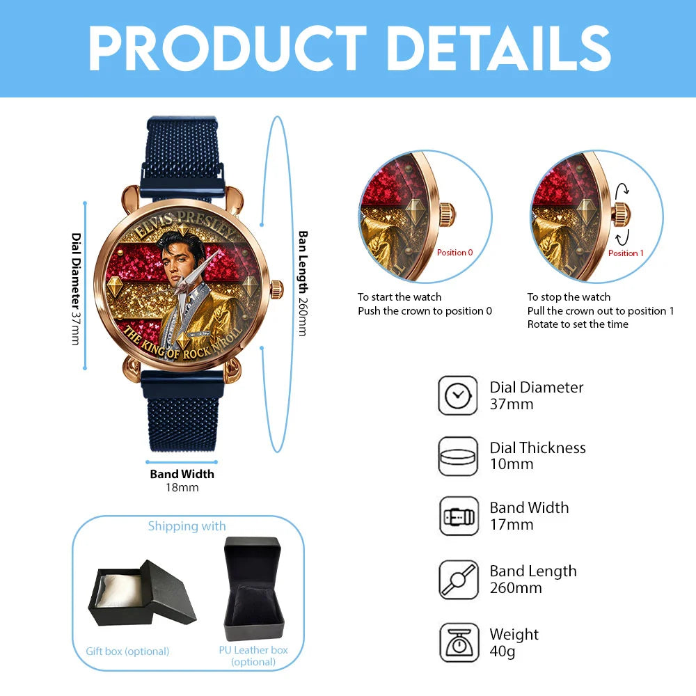 Elvis Presley Mesh Strap Quartz Watch - TMTHU8702