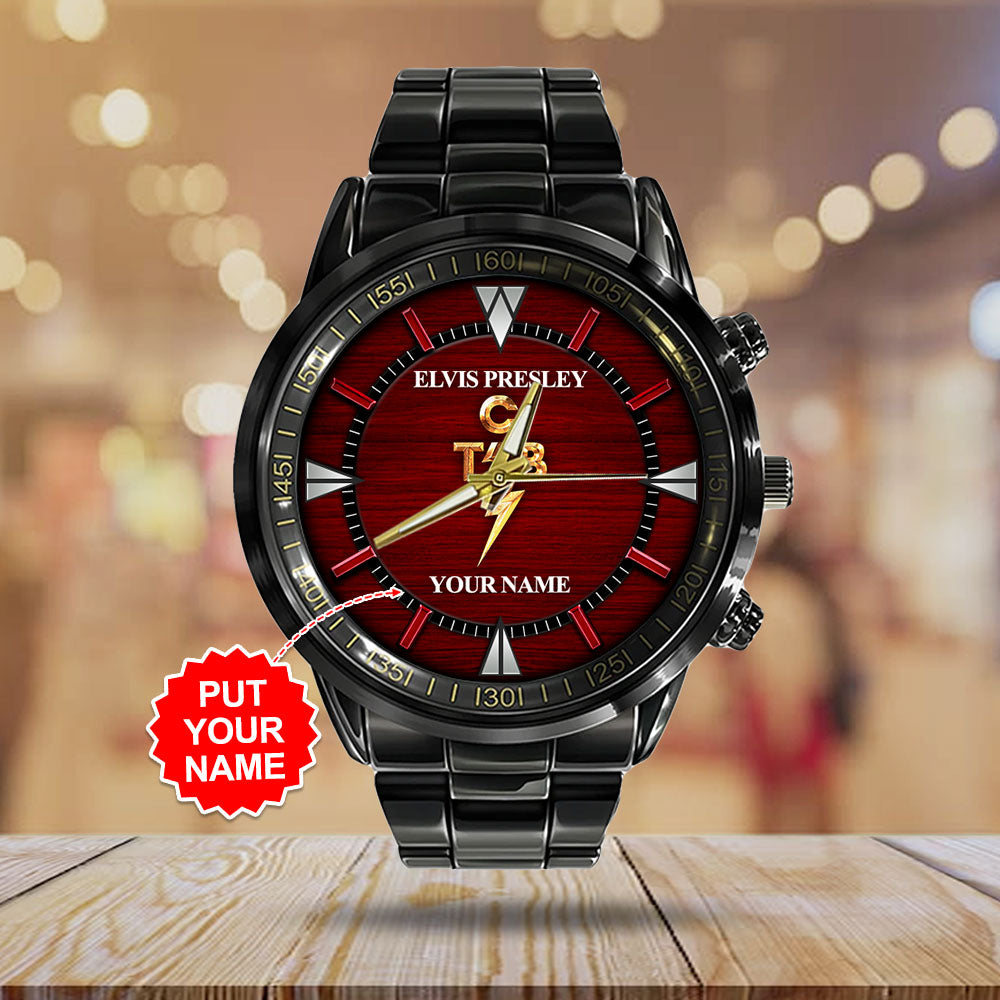 Personalized Elvis Presley Black Stainless Steel Watch - HOATT 7847