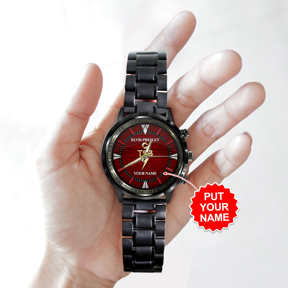 Personalized Elvis Presley Black Stainless Steel Watch - HOATT 7847