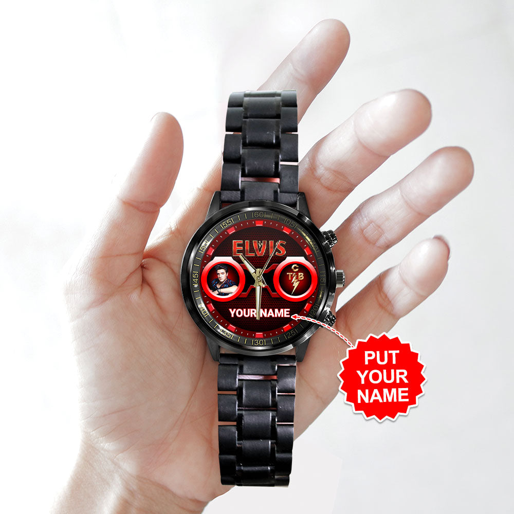 Personalized Elvis Presley Black Stainless Steel Watch - HOATT 7850