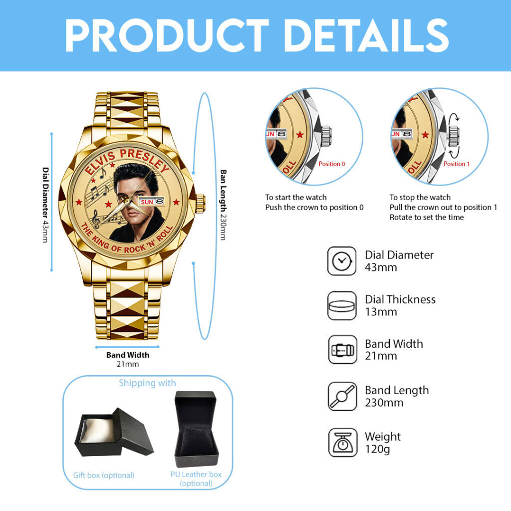 Elvis Presley Alloy Luxury Quartz Watch - TMTHU3007