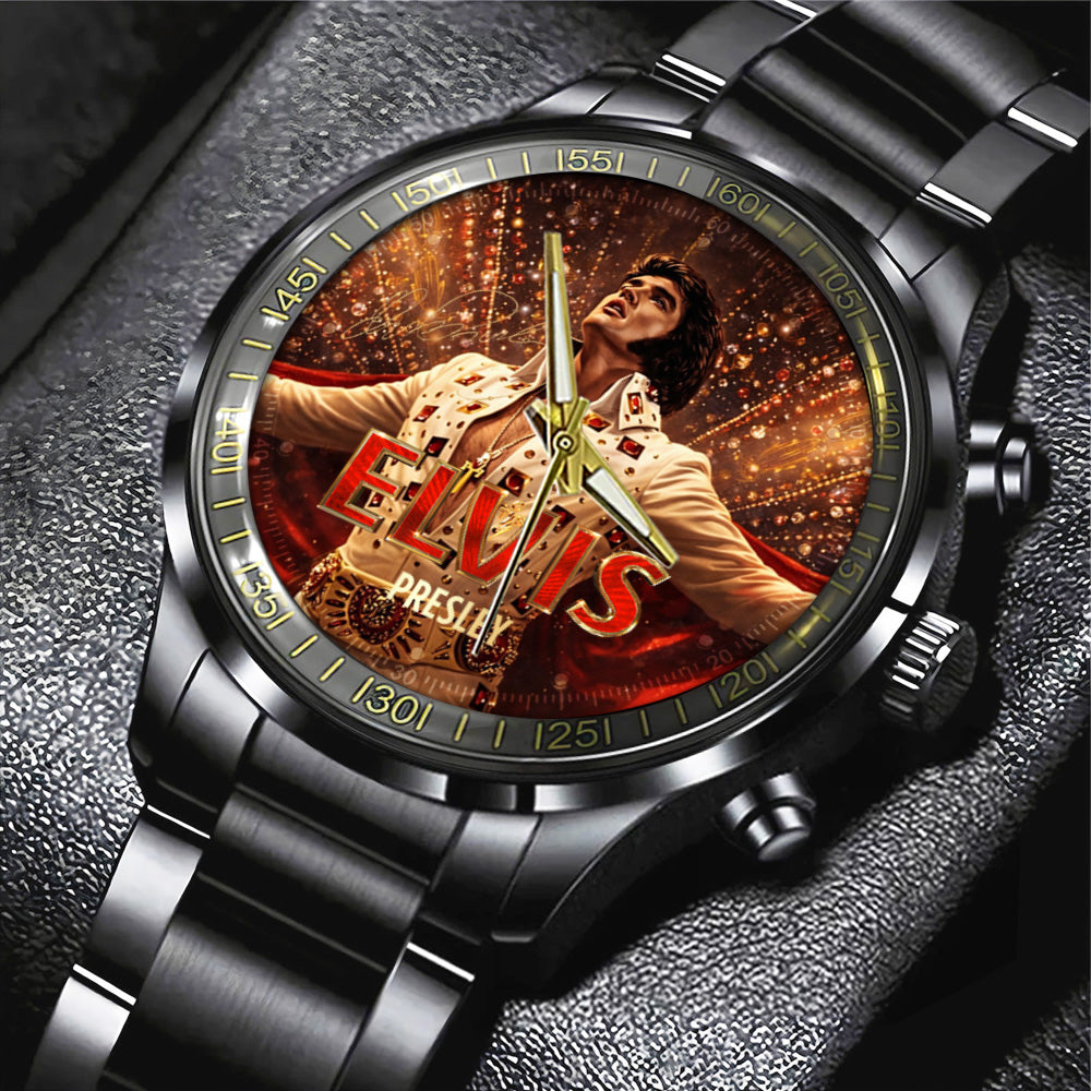 Elvis Presley Black Stainless Steel Watch - GNE5609