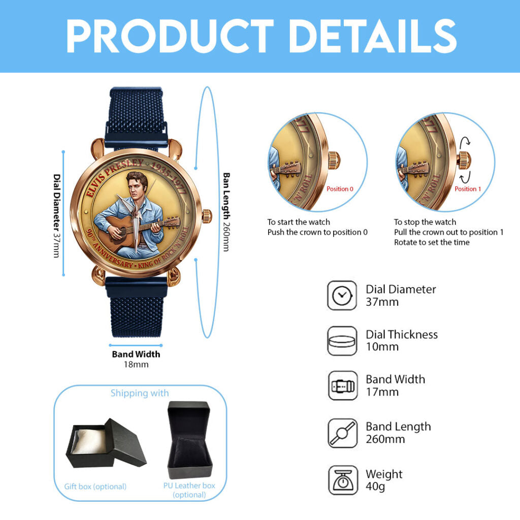 Elvis Presley Mesh Strap Quartz Watch - TMTHU3268