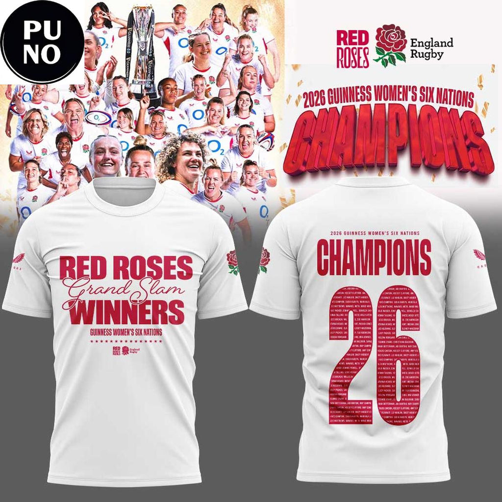 England Red Roses 2026 Guinness Women's Six Nations Champions Hoodie T-Shirt