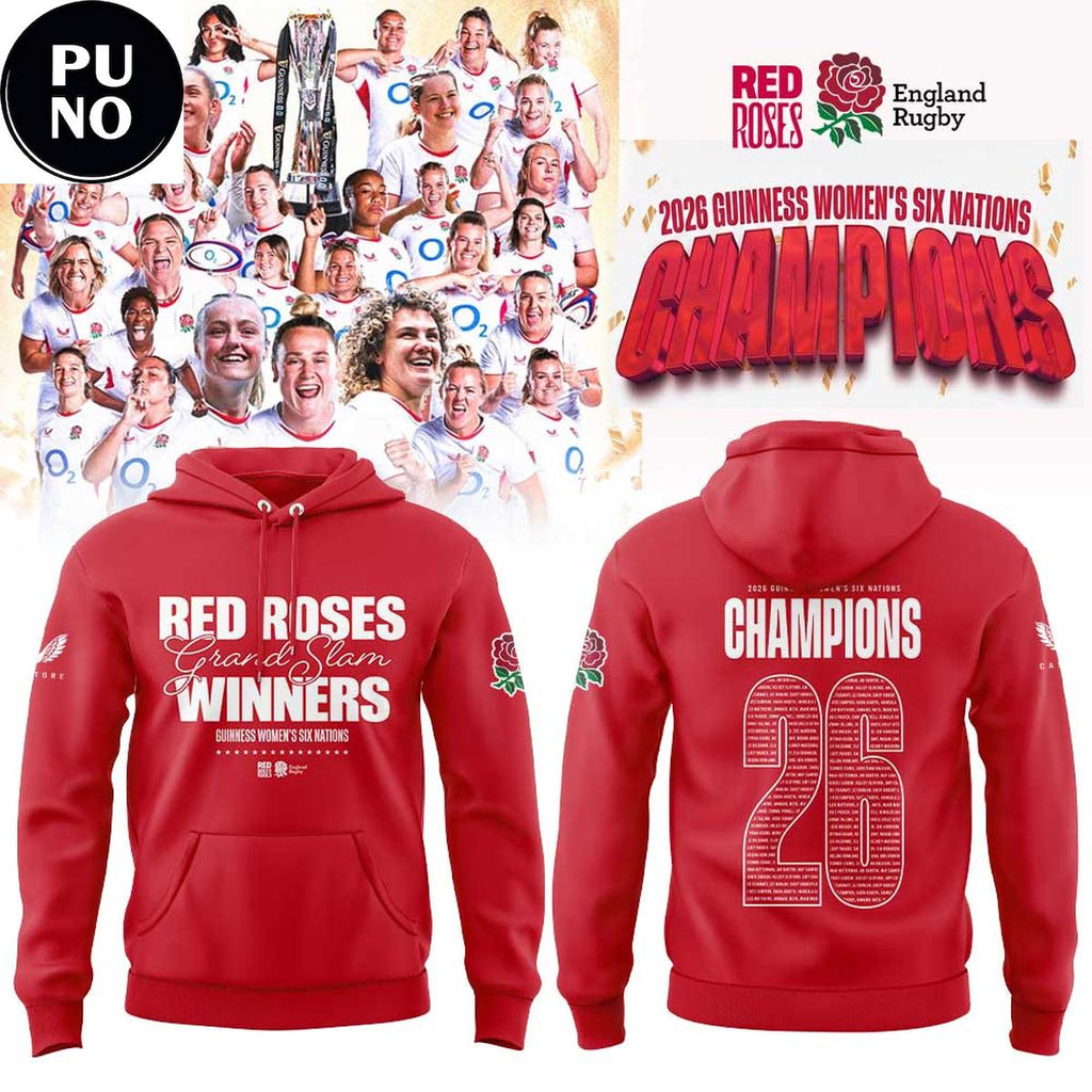 England Red Roses 2026 Guinness Women's Six Nations Champions Hoodie T-Shirt