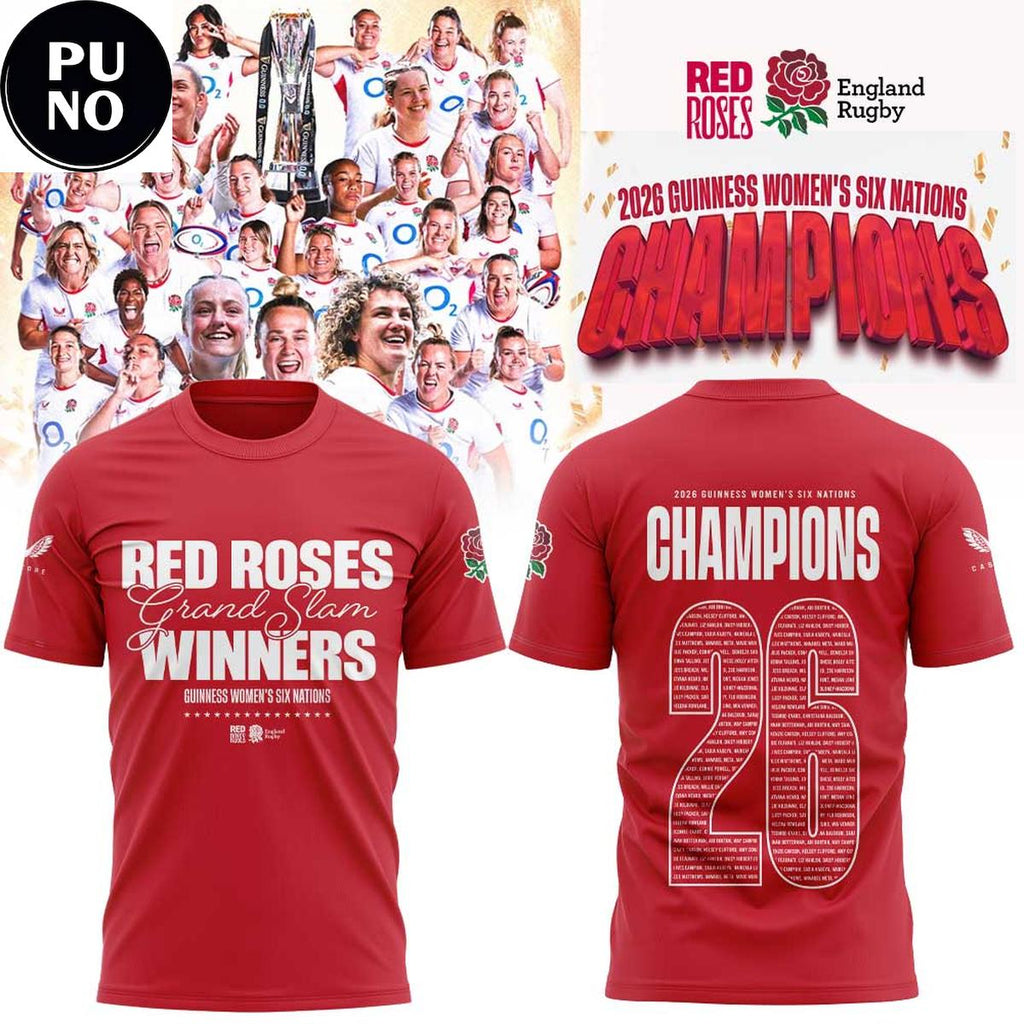 England Red Roses 2026 Guinness Women's Six Nations Champions Hoodie T-Shirt
