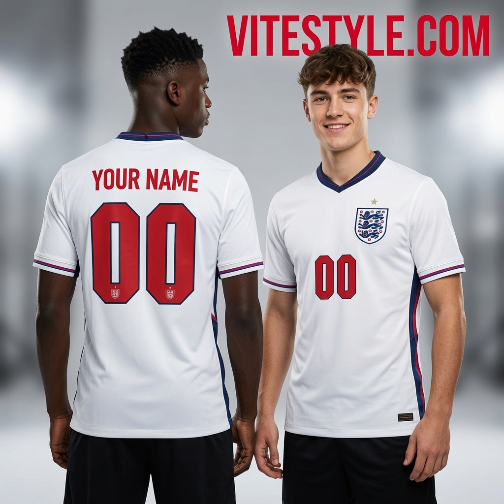 England Team World Cup Custom Name Number Jersey