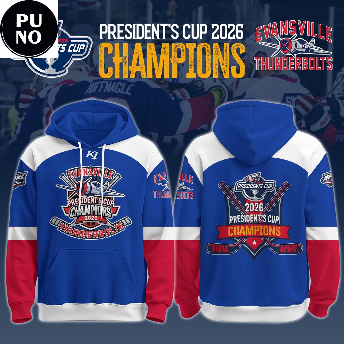Evansville Thunderbolts President's Cup Champions 2026 Hoodie T-Shirt