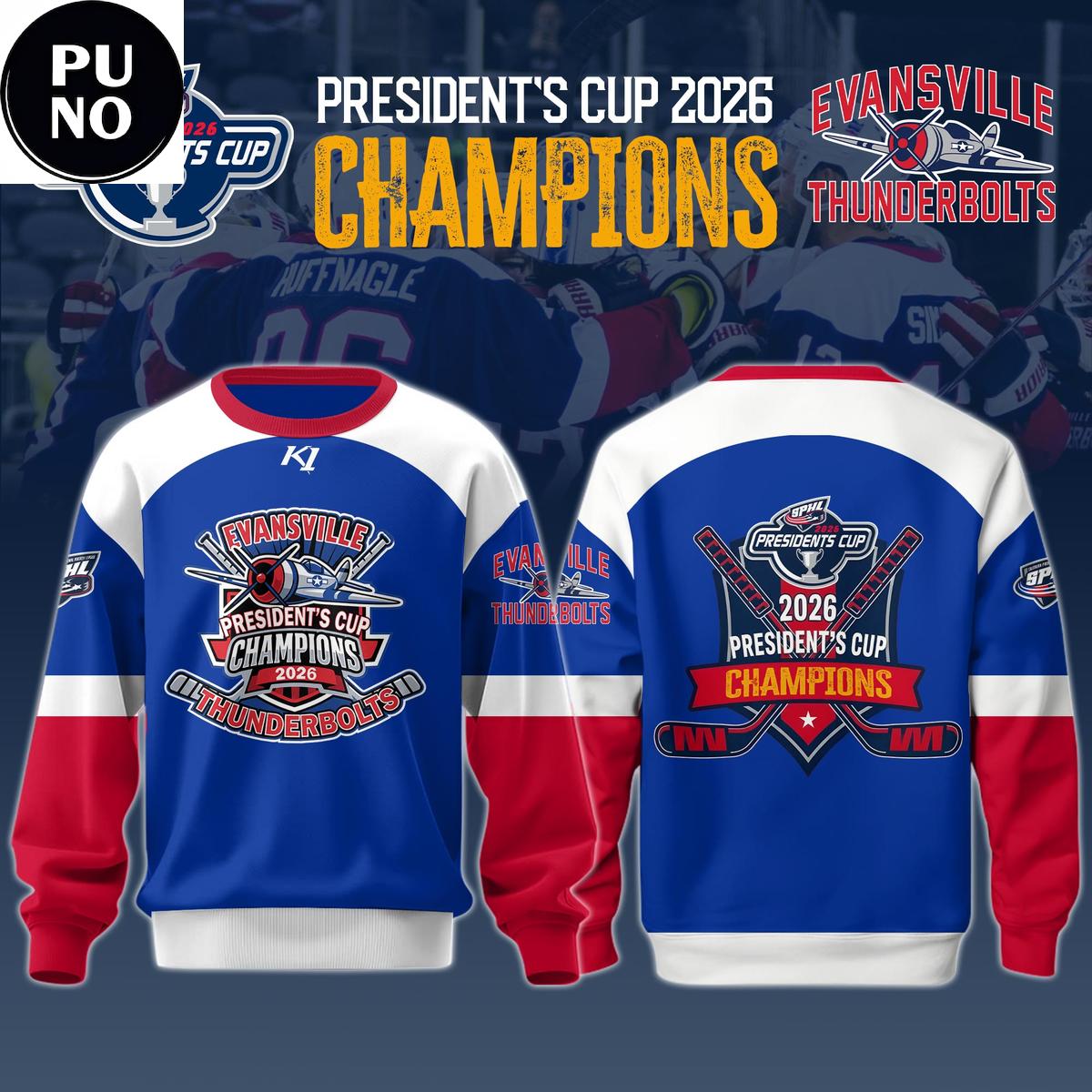 Evansville Thunderbolts President's Cup Champions 2026 Hoodie T-Shirt