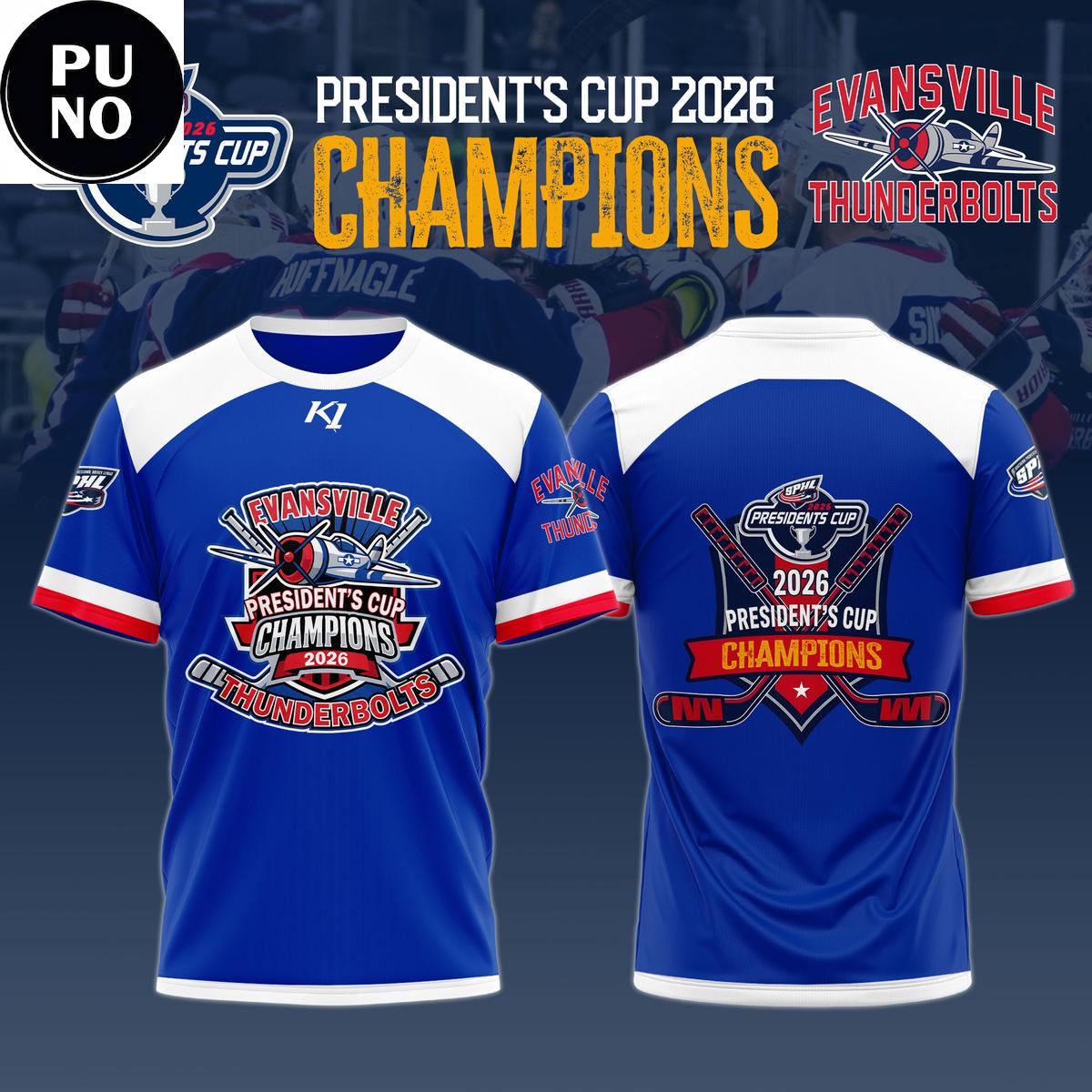 Evansville Thunderbolts President's Cup Champions 2026 Hoodie T-Shirt