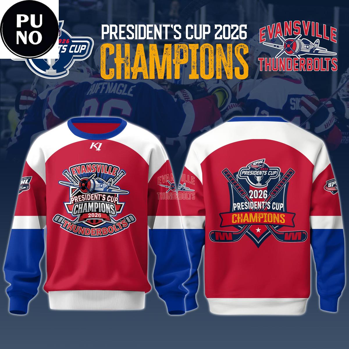 Evansville Thunderbolts President's Cup Champions 2026 Hoodie T-Shirt