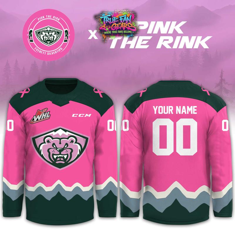 Everett Silvertips 2026 Pink The Rink Limited Edition Hockey Jersey