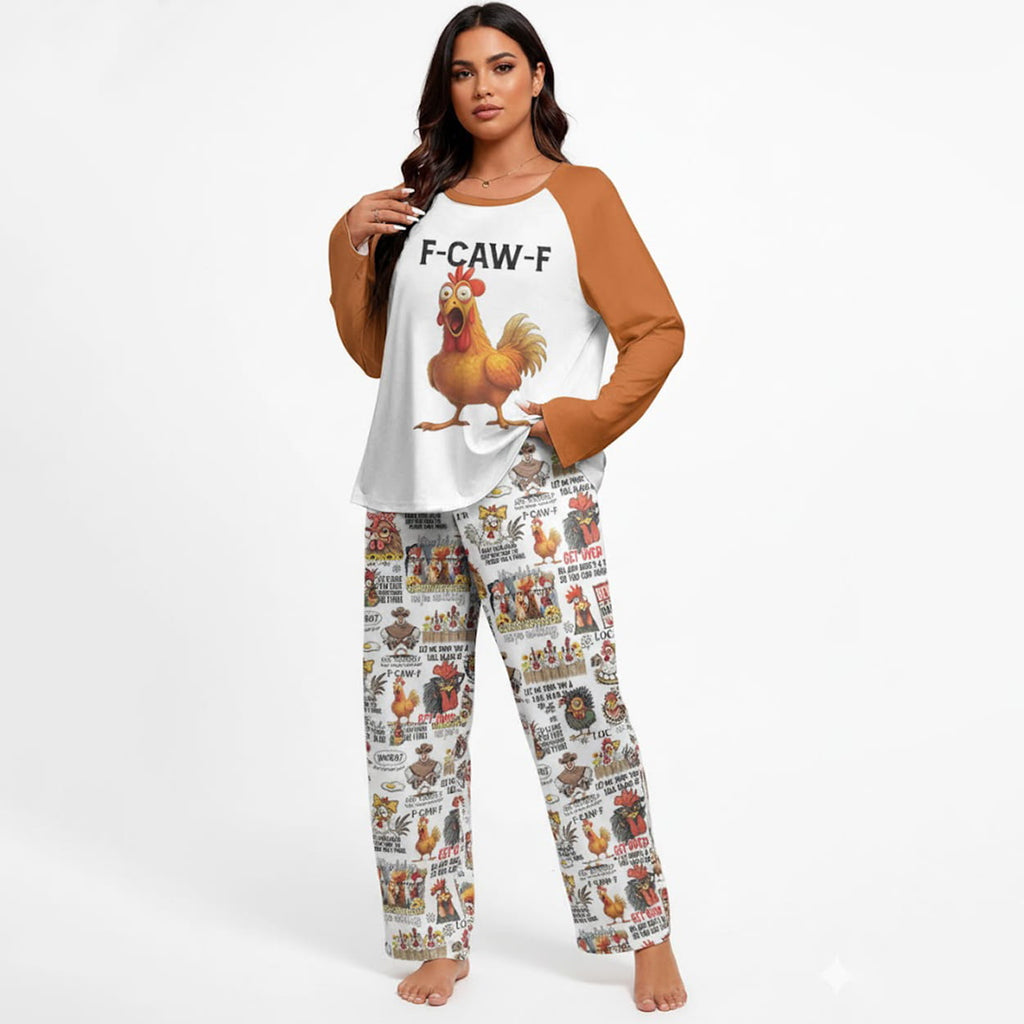 F-CAW-F Funny Chickens Raglan Lounge Pajamas