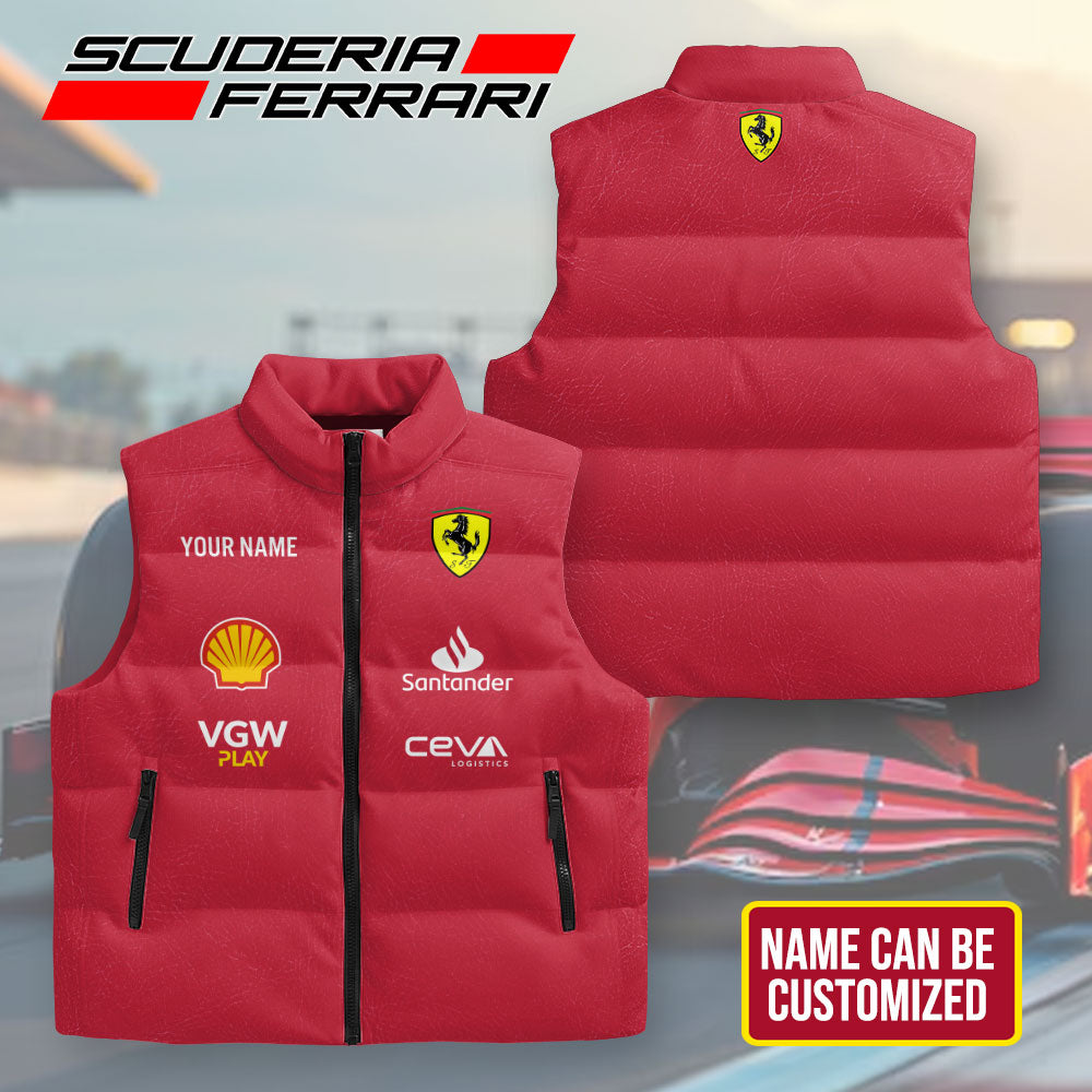 Personalized Scuderia Ferrari 3D Sleeveless Down Jacket – TMTHU1117