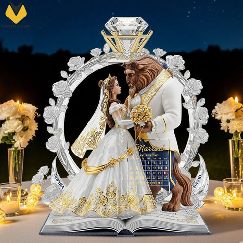 Fairy Tale Beauty and The Beast Couple Custom Acrylic Plaque