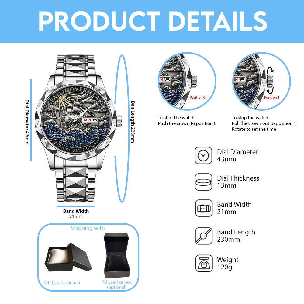 Faith Over Fear, I Can Do All Things Alloy Luxury Quartz Watch - TANTN17411
