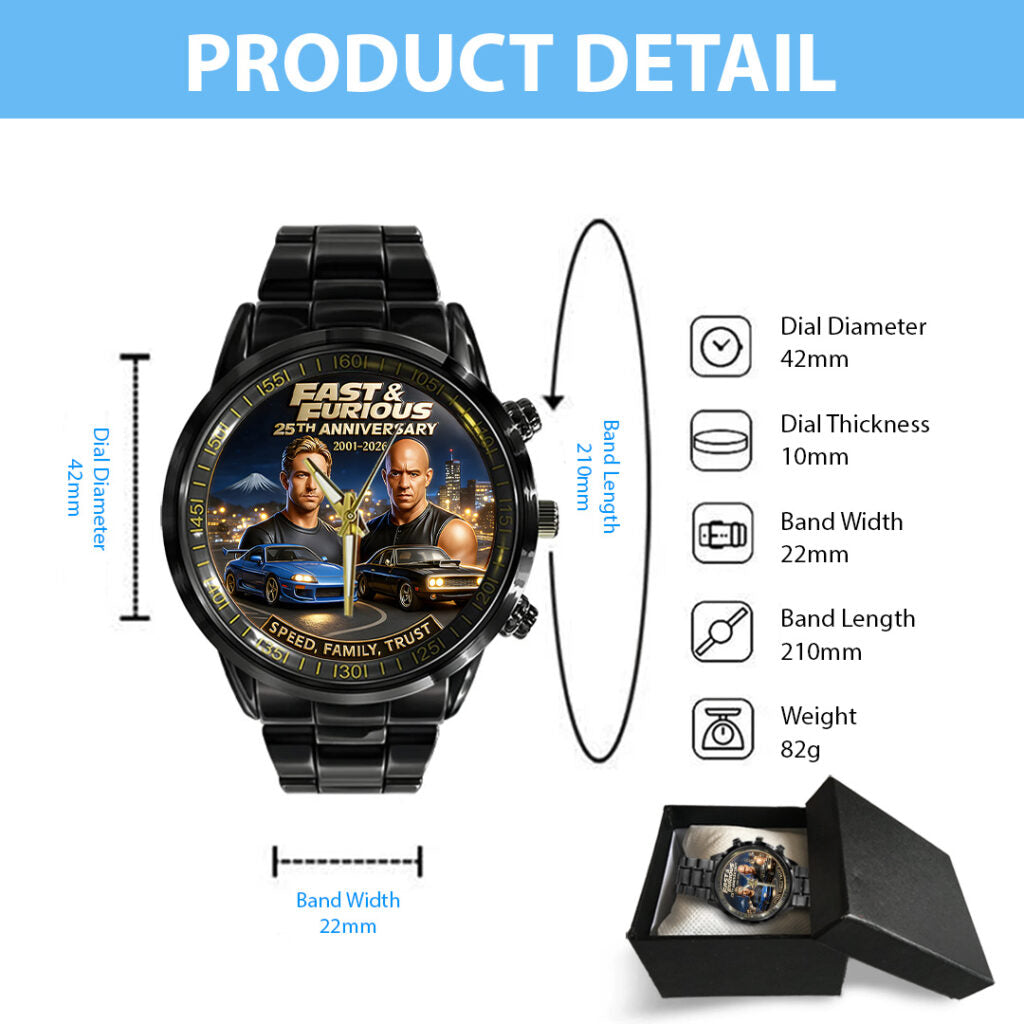Fast & Furious 25th Anniversary 2026 Black Stainless Steel Watch - TANTN19147