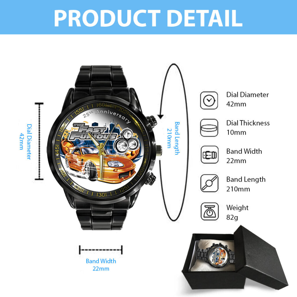 Fast & Furious 25th Anniversary Black Stainless Steel Watch - TANTN24845