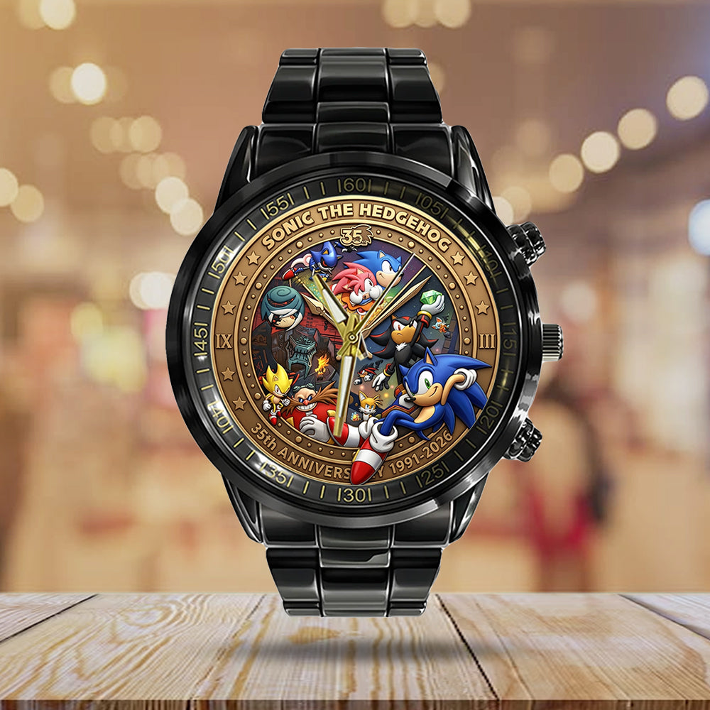 Sonic the Hedgehog 35th Anniversary Black Stainless Steel Watch - TMTHU7099