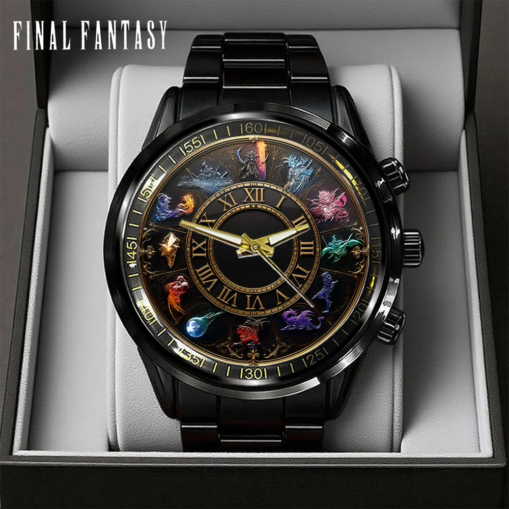 Final Fantasy Black Stainless Steel Watch - GNE8382