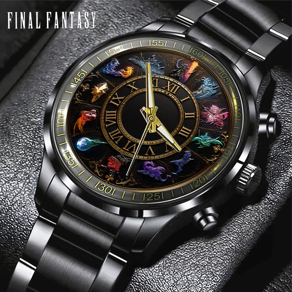 Final Fantasy Black Stainless Steel Watch - GNE8382