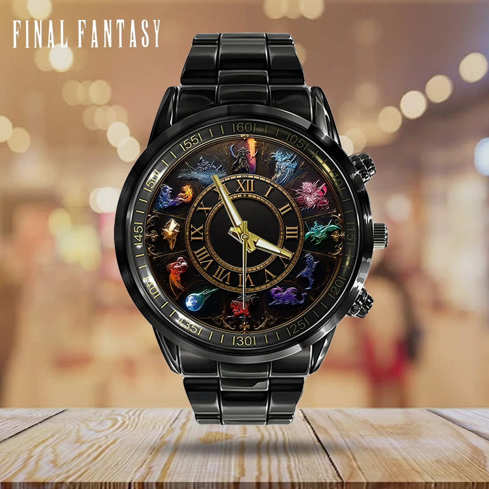 Final Fantasy Black Stainless Steel Watch - GNE8382