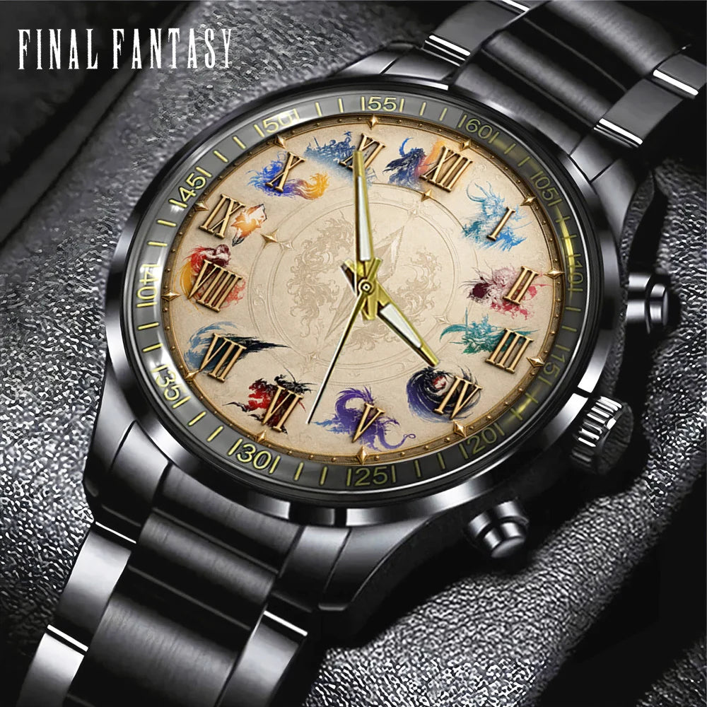 Final Fantasy Black Stainless Steel Watch - GNE8384